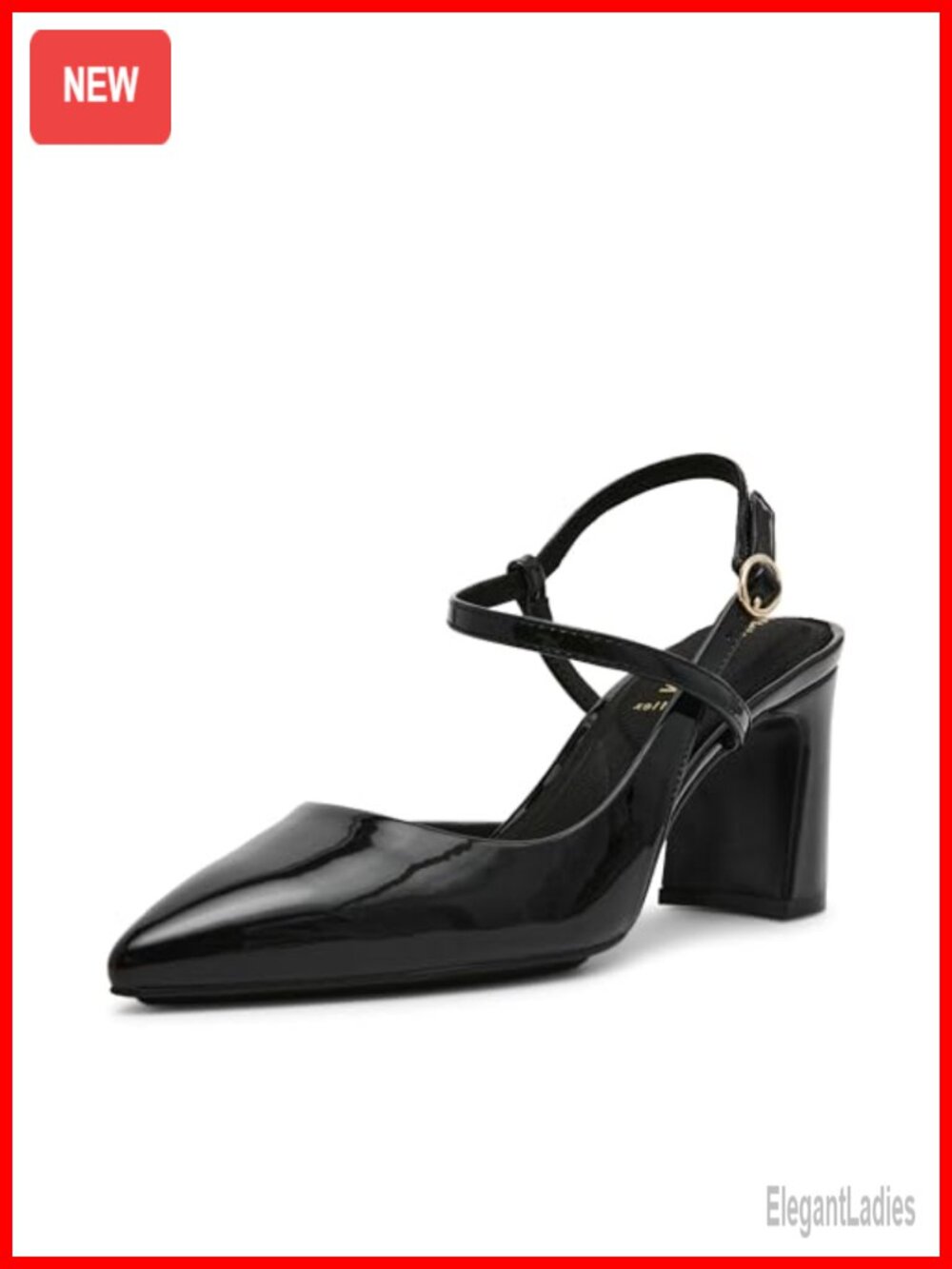 Faux Leather Closed Toe Block Heel Pump Buckle Slip-On Business Casual